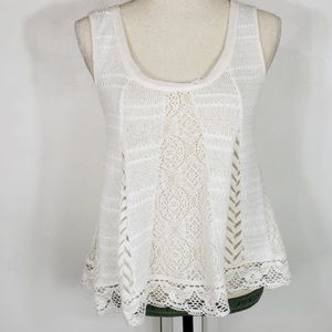Anthropologie Cream Lace Swing Tank
